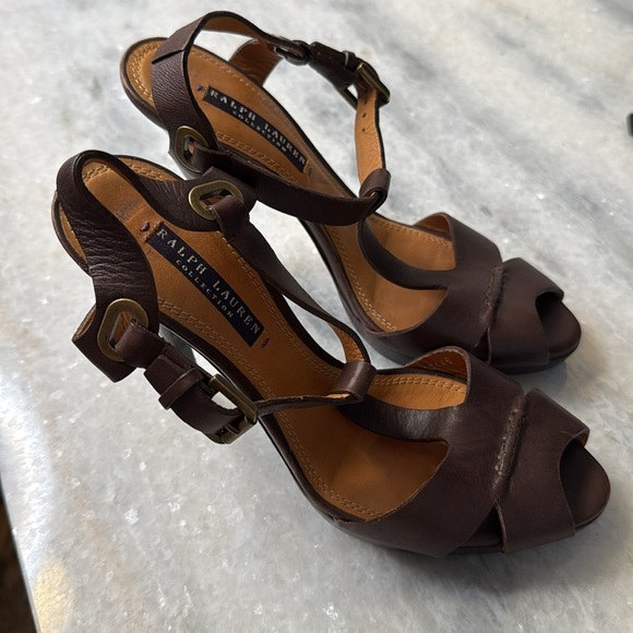 Vintage Ralph Lauren Purple Label Leather T-Strap Heel - 38.5 - Picture 3 of 7